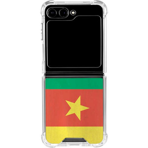 Cameroon Flag Distressed Galaxy Z Flip6 Clear Case